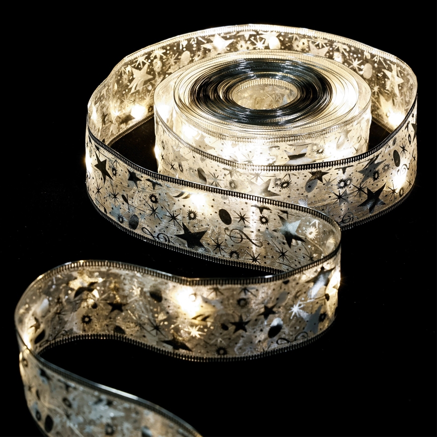 Aigostar - LED-julslinga 100 LED/3xAA 10 m varmvit silver