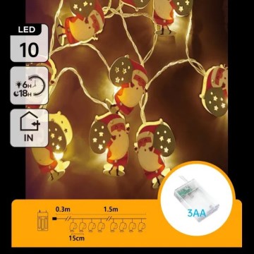 Aigostar - LED-julslinga 10xLED/3xAA 1,5 m varmvit Santa Claus