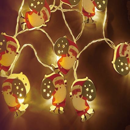 Aigostar - LED-julslinga 10xLED/3xAA 1,5 m varmvit Santa Claus
