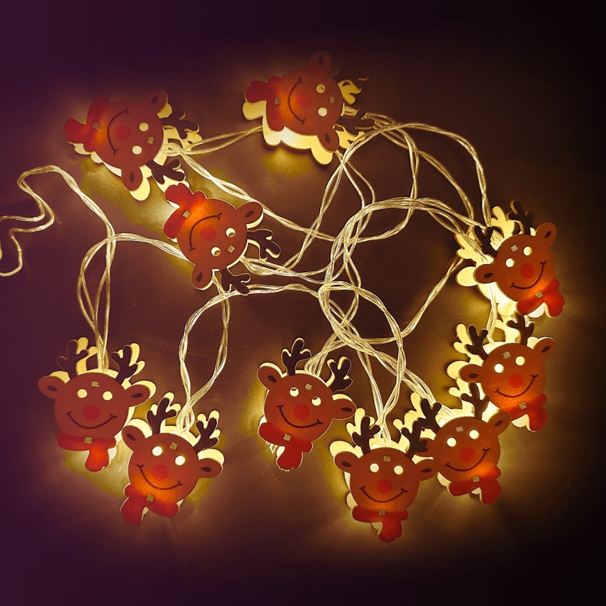 Aigostar - LED-julslinga 10×LED/3×AA, 1,5 m, varmvit, renfigur