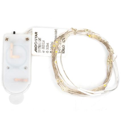 Aigostar - LED julslinga 20xLED/2x3V 2m varmvit