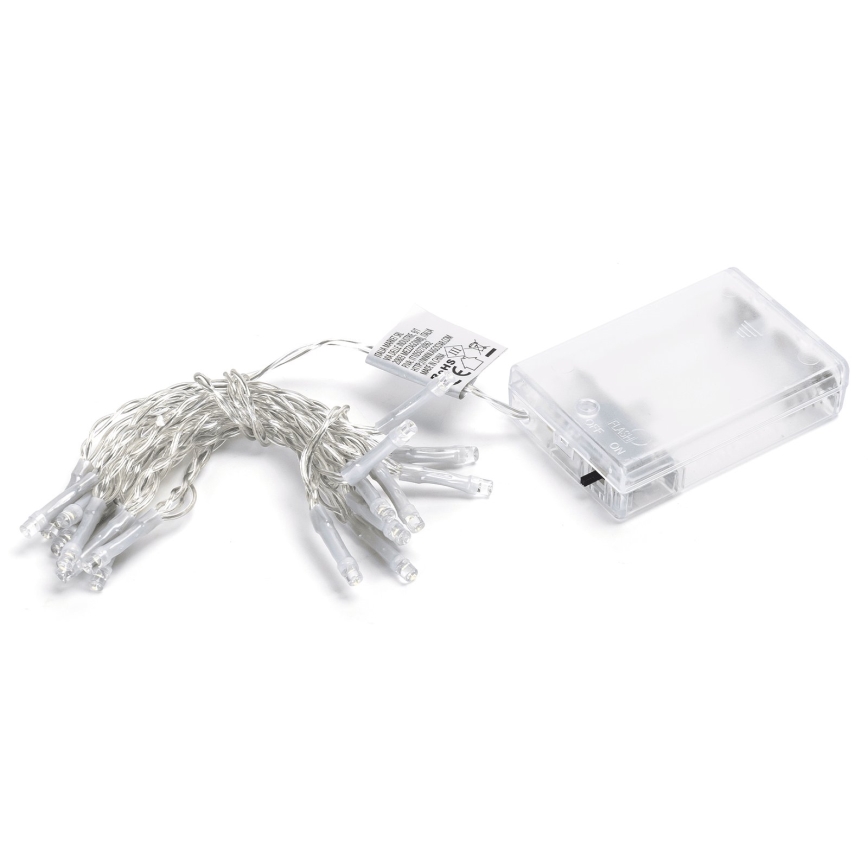 Aigostar - LED julslinga 20xLED/3xAA 2,3m kallvit