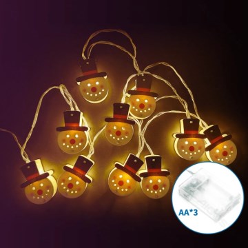 Aigostar - LED julslinga 20xLED/3xAA 3m varmvit snögubbe