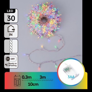 Aigostar - LED julslinga 30xLED/3xAA 3,3m flerfärgad