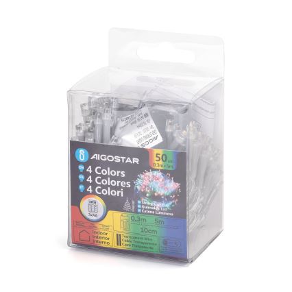 Aigostar - LED-julslinga 50xLED/3xAA 5,3 m flerfärgad