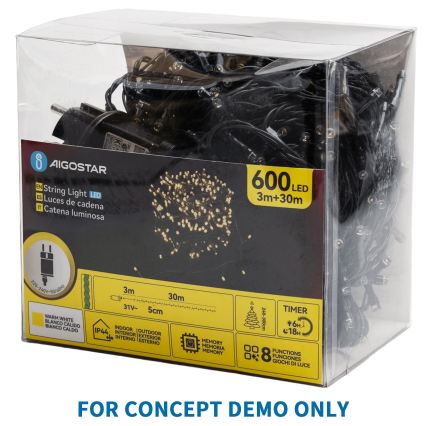 Aigostar - LED-julslinga för utomhusbruk 1500xLED/8 funktioner 33m IP44 varmvit