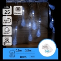 Aigostar - LED-julslinga för utomhusbruk 25xLED/8 funktioner 3xAA 2,5 m IP44 kallvit droppar