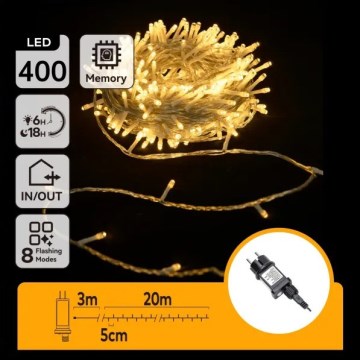Aigostar - LED julslinga för utomhusbruk 400xLED/8 funktioner 20m IP44 varmvit