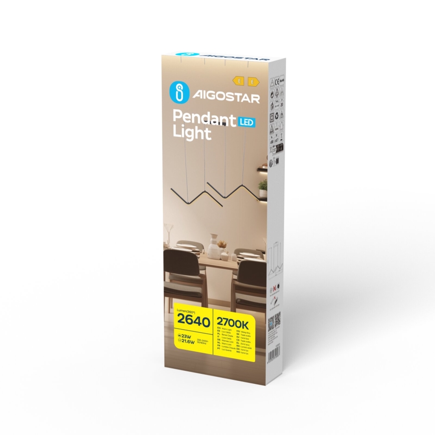 Aigostar - LED ljuskrona med textilsladd LED/23W/230V 2700K