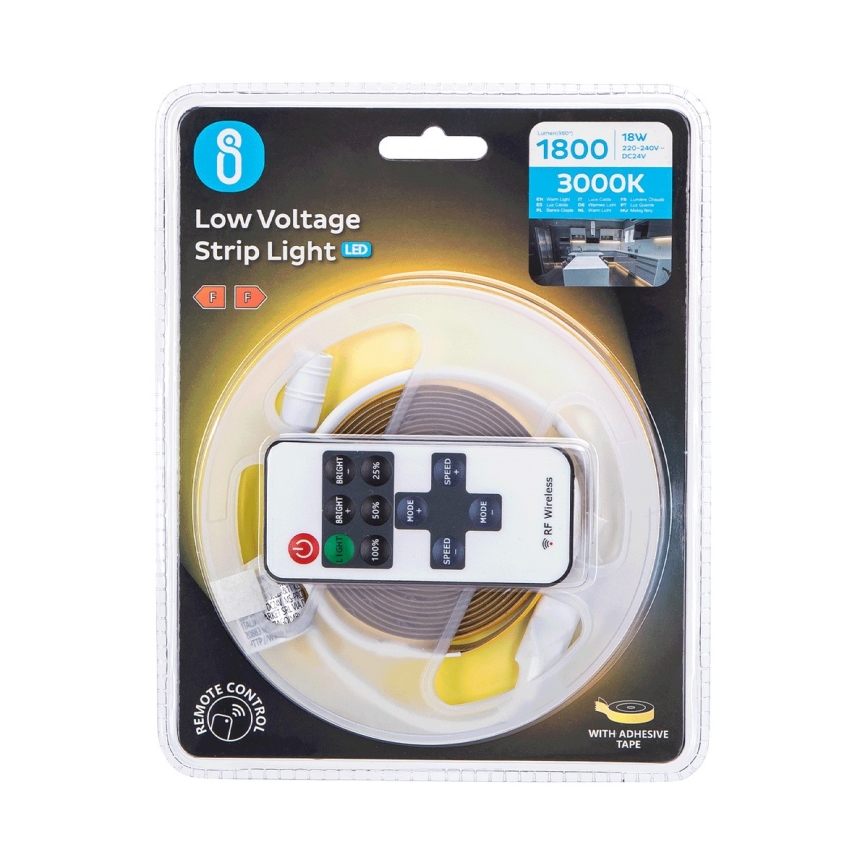 Aigostar - LED ljusreglerad list 2m LED/18W/24/230V 3000K + fjärrkontroll