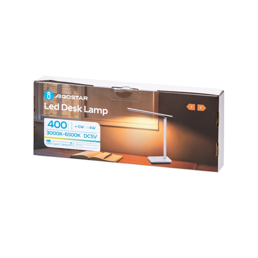Aigostar - LED Ljusreglerad uppladdningsbar bordslampa LED/5W/5V 3000-6500K vit/svart