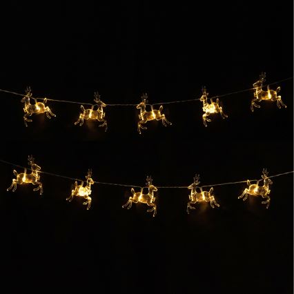 Aigostar - LED-ljusslinga 10xLED/3xAA 1,5m varmvit med hjortmotiv