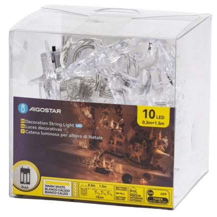 Aigostar - LED-ljusslinga 10xLED/3xAA 1,5m varmvit med hjortmotiv