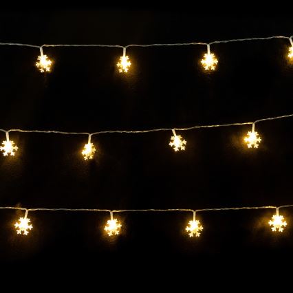 Aigostar - LED  ljusslinga 10xLED/3xAA 1,5m varmvit snöflingor