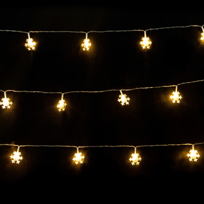 Aigostar - LED  ljusslinga 10xLED/3xAA 1,5m varmvit snöflingor