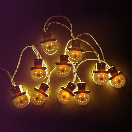 Aigostar - LED-ljusslinga 10xLED/3xAA 1,5m varmvit snögubbe