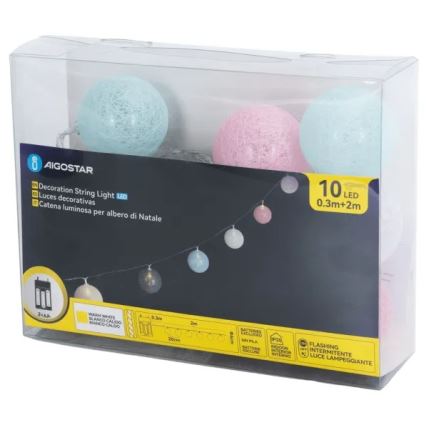 Aigostar - LED-ljusslinga 10xLED/3xAA 2m varmvit