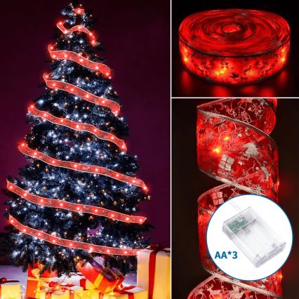Aigostar - LED  ljusslinga 20xLED/3xAA 2 m varmvit röd