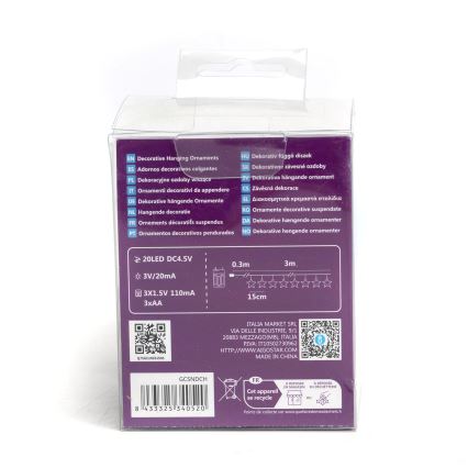 Aigostar - LED  ljusslinga 20xLED/3xAA 3,3m stjärnor