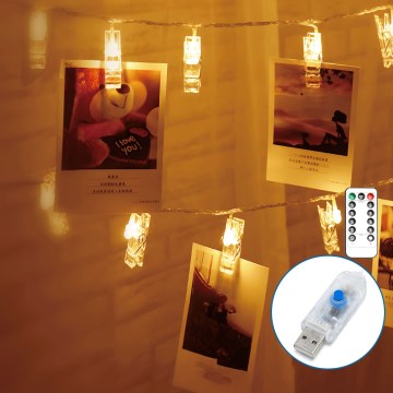 Aigostar - LED-ljusslinga 20xLED/5W/USB 6 m varmvit
