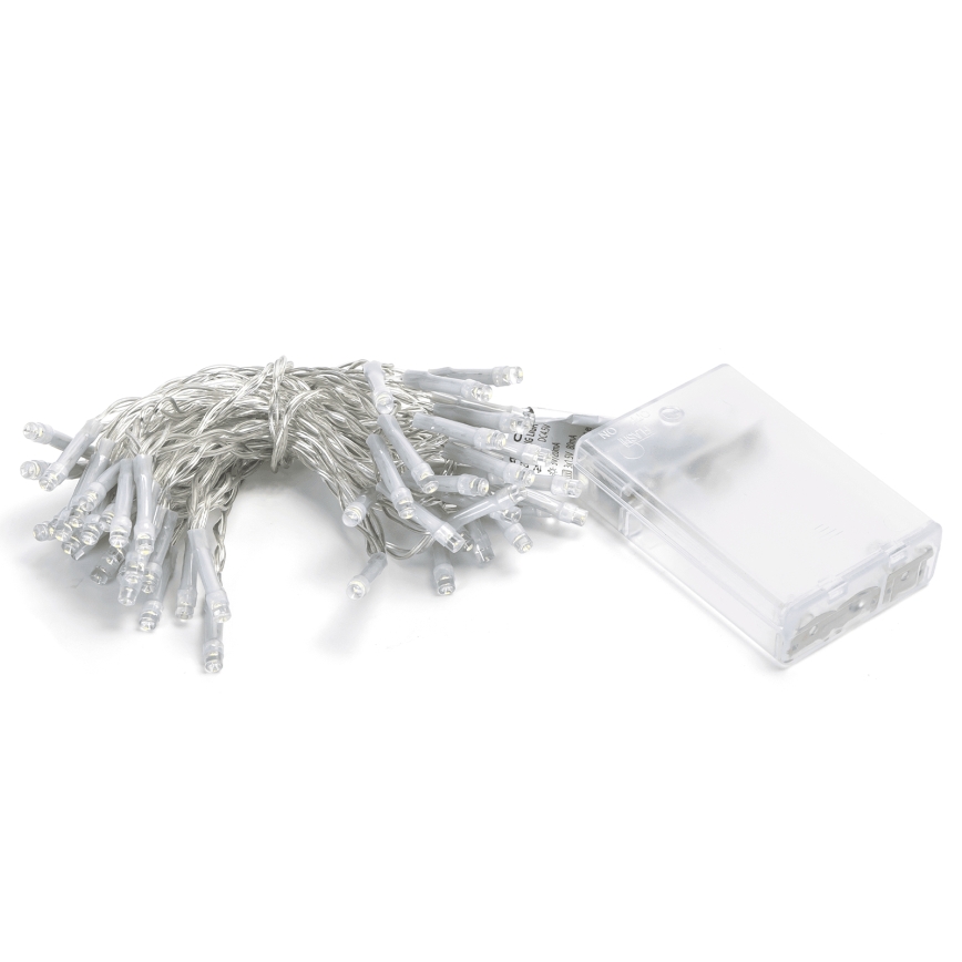 Aigostar - LED-ljusslinga 50xLED/3xAA 5,3m kallvit