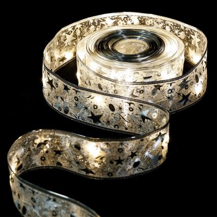 Aigostar - LED-ljusslinga 50xLED/3xAA 5 m varmvit silverfärgad