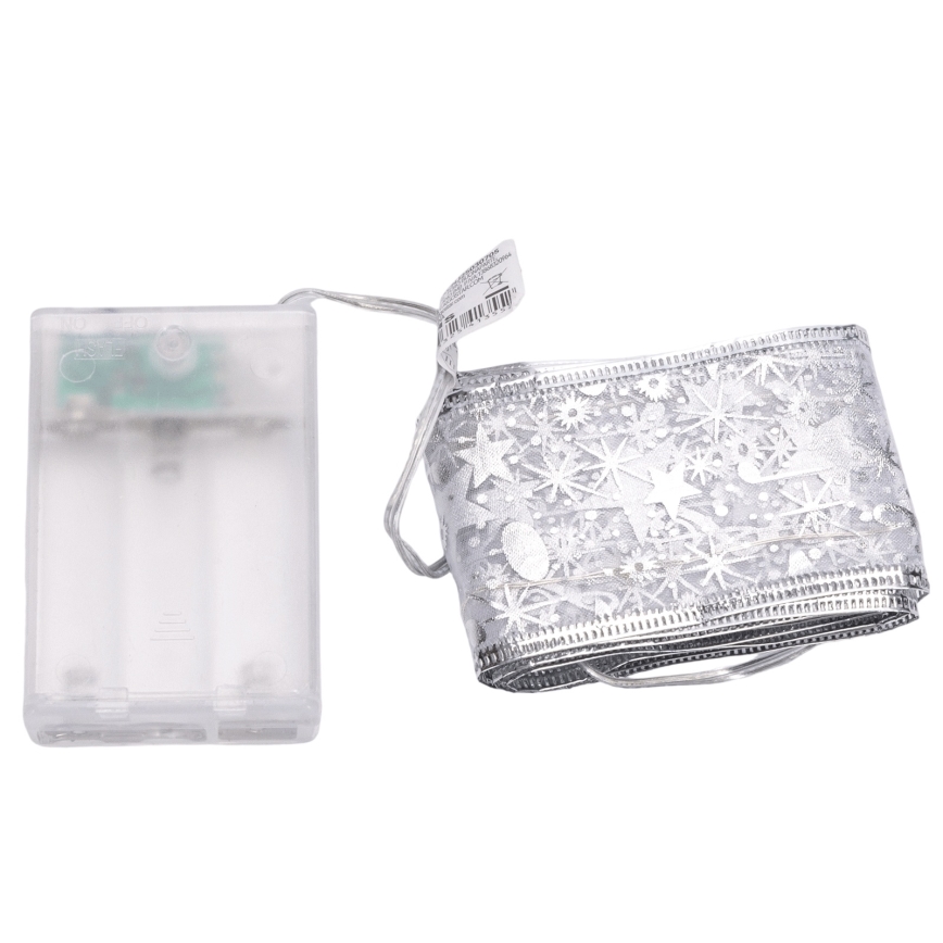Aigostar - LED-ljusslinga 50xLED/3xAA 5 m varmvit silverfärgad