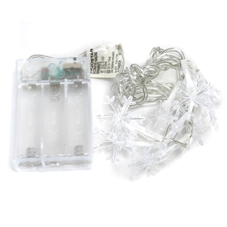 Aigostar - LED-ljusslinga för jul 10xLED/3xAA 1,5m varmvit med snöflingor