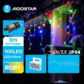 Aigostar - LED-ljusslinga för utomhusbruk, 100 LED, 8 funktioner, 8 x 0,6 m, IP44, flerfärgad