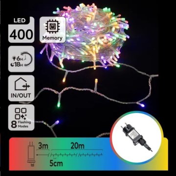 Aigostar - LED-ljusslinga för utomhusbruk, julbelysning, 400 LED, 8 lägen, 20 m, IP44, flerfärgad
