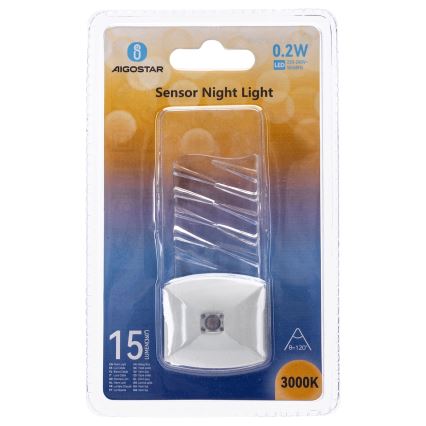 Aigostar - LED Nattlampa med skymningssensor LED/0,2W/230V 3000K