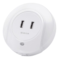 Aigostar - LED-nattlampa med skymningssensor för vägguttag med USB, LED/0,4W/230V