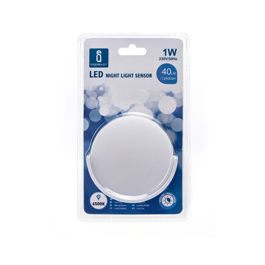 Aigostar - LED Nattlampa med skymningssensor LED/1W/230V 6500K rund