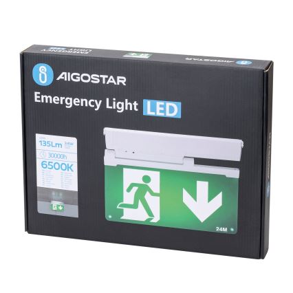 Aigostar - LED nödbelysning EMERGENCY EXIT LED/3,6W/230V 6500K 500mAh