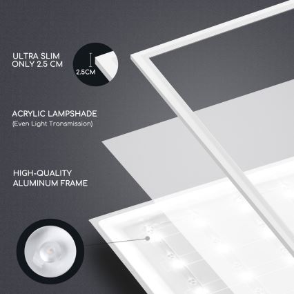 Aigostar - LED infälld panel LED/40W/230V 6500K 60x60cm vit