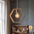 Aigostar - LED pendel i trä med vajer 1xE27/9W/230V 2200K furu