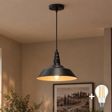 Aigostar - LED pendellampa med kabel 1xE27/60W/230V Ø 36 cm svart