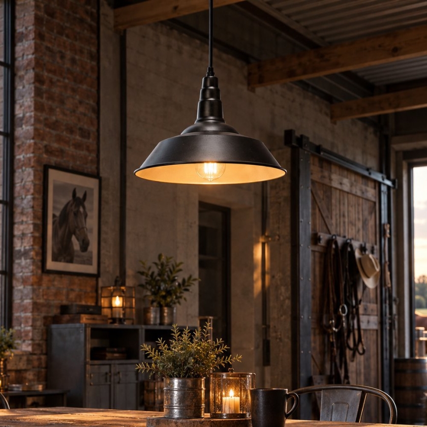 Aigostar - LED pendellampa med kabel 1xE27/60W/230V Ø 36 cm svart