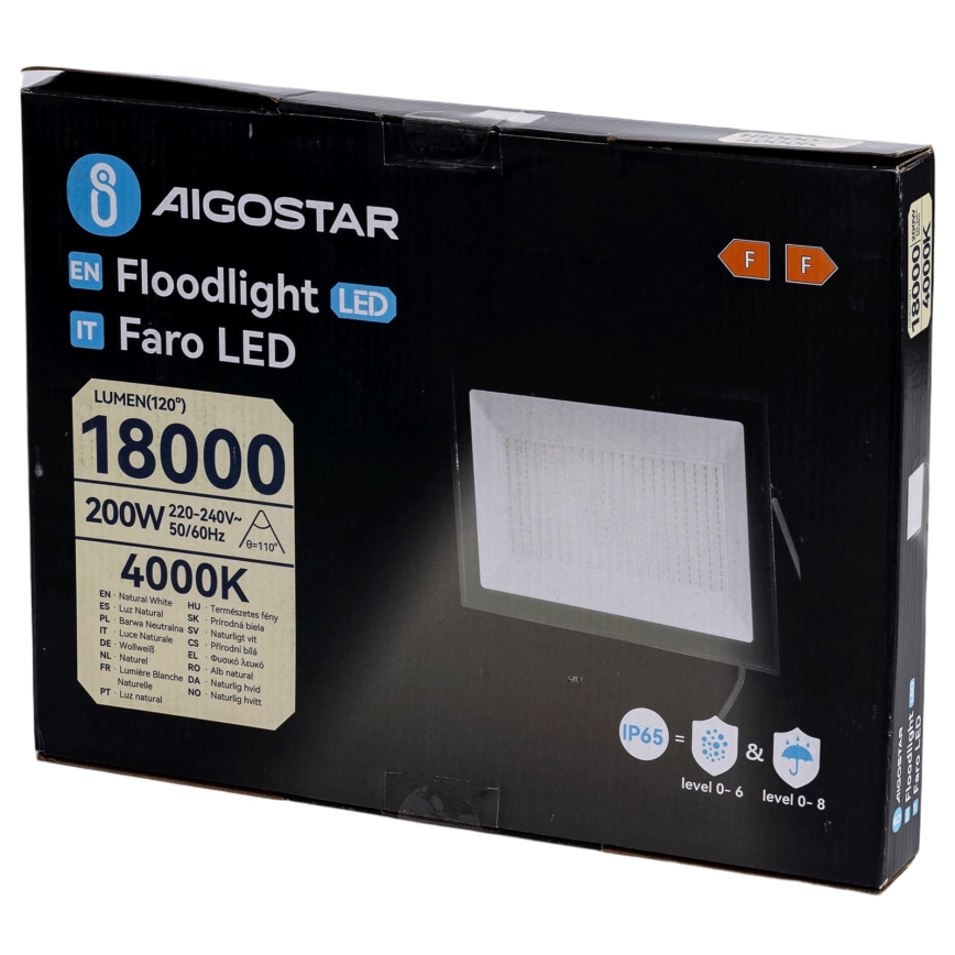 Aigostar - LED-reflektor LED/200W/230V 4000K IP65 svart
