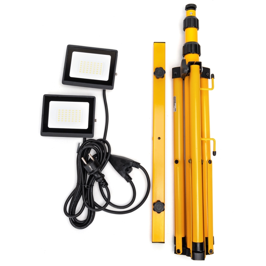 Aigostar - LED-reflektor med stativ 2xLED/30W/230V 6500K IP65 orange/svart