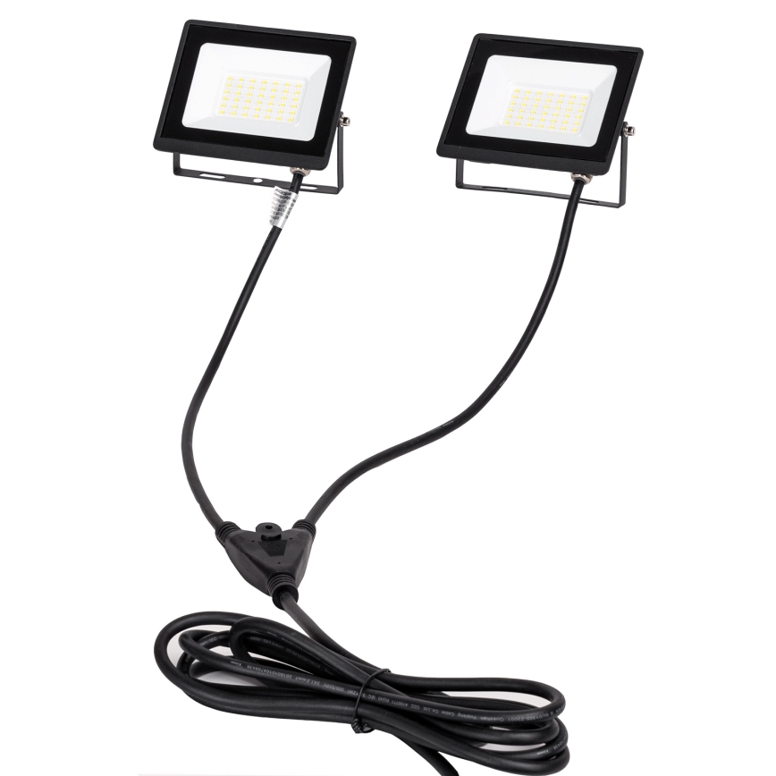 Aigostar - LED-reflektor med stativ 2xLED/30W/230V 6500K IP65 orange/svart