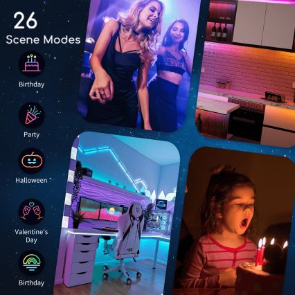 Aigostar - LED RGB dimbar LED-remsa 6,5 m LED/16,5W/12/230V 3000K Wi-Fi