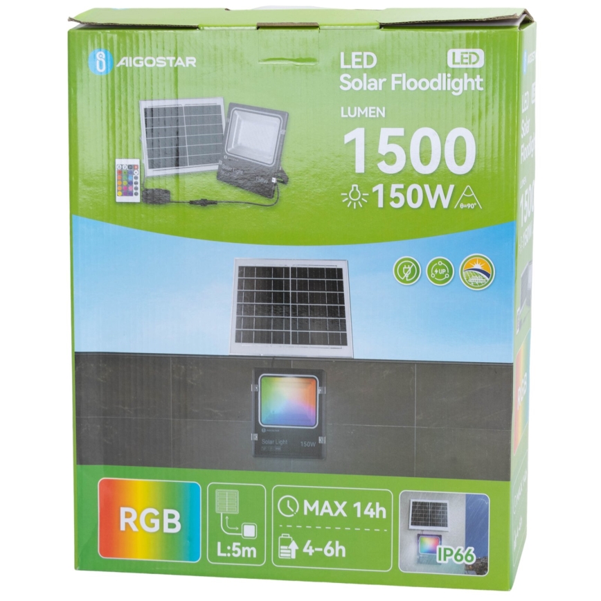 Aigostar - LED RGB Dimbar solreflektor LED/150W/3,2V IP66 12000 mAh + fjärrkontroll