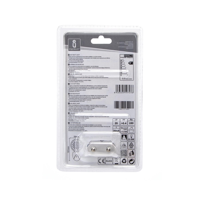 Aigostar - LED RGB nattlampa med sensor LED/0,5W/230V sol