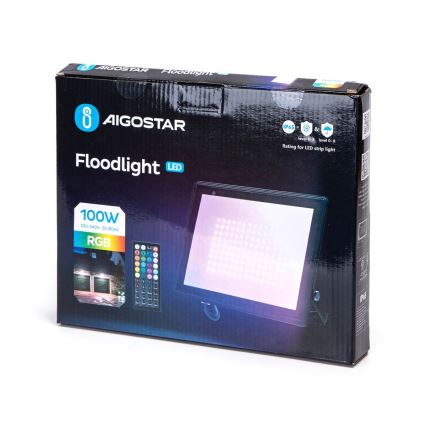 Aigostar - Dimbar LED RGB-strålkastare LED/100W/230V IP65 + fjärrkontroll