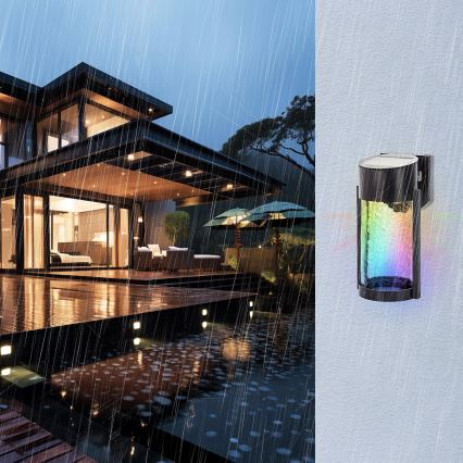 Aigostar - LED RGB Solcellsvägglampa LED/2W/1,2V 300 mAh svart IP44