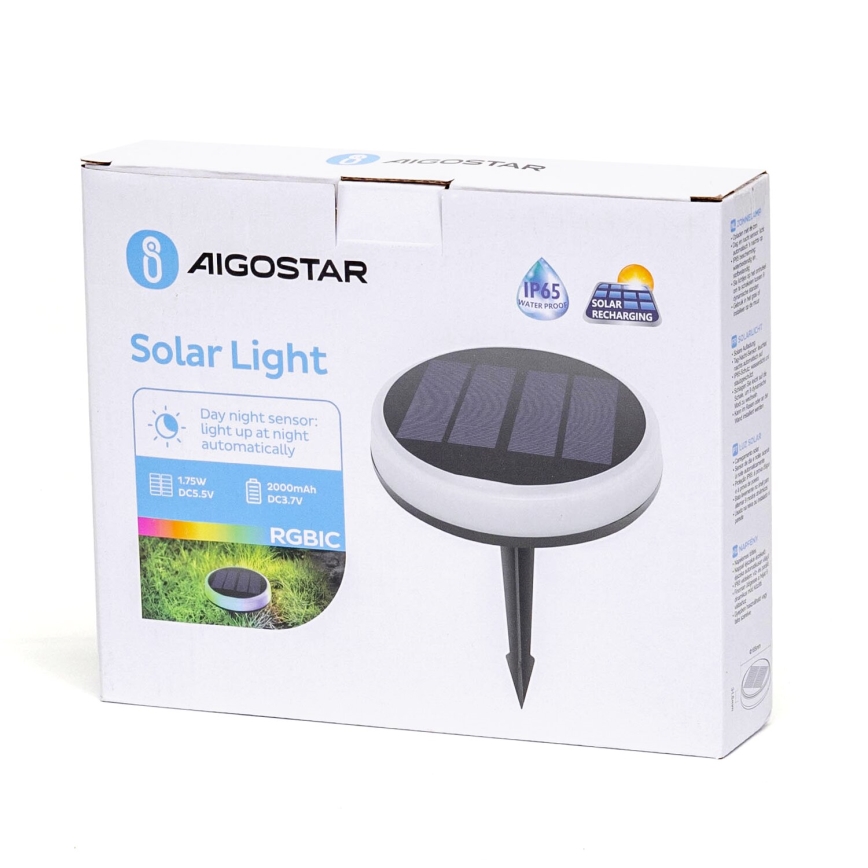 Aigostar - LED RGBIC Solcellslampa LED/0,6W/3,7V IP65 2000 mAh