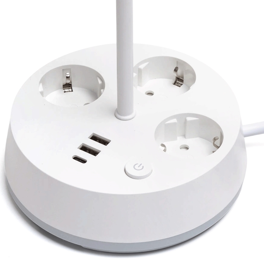Aigostar - LED RGBW dimbar bordslampa med uttag och USB-port LED/4,6W/230V 3000/4000/6500K vit