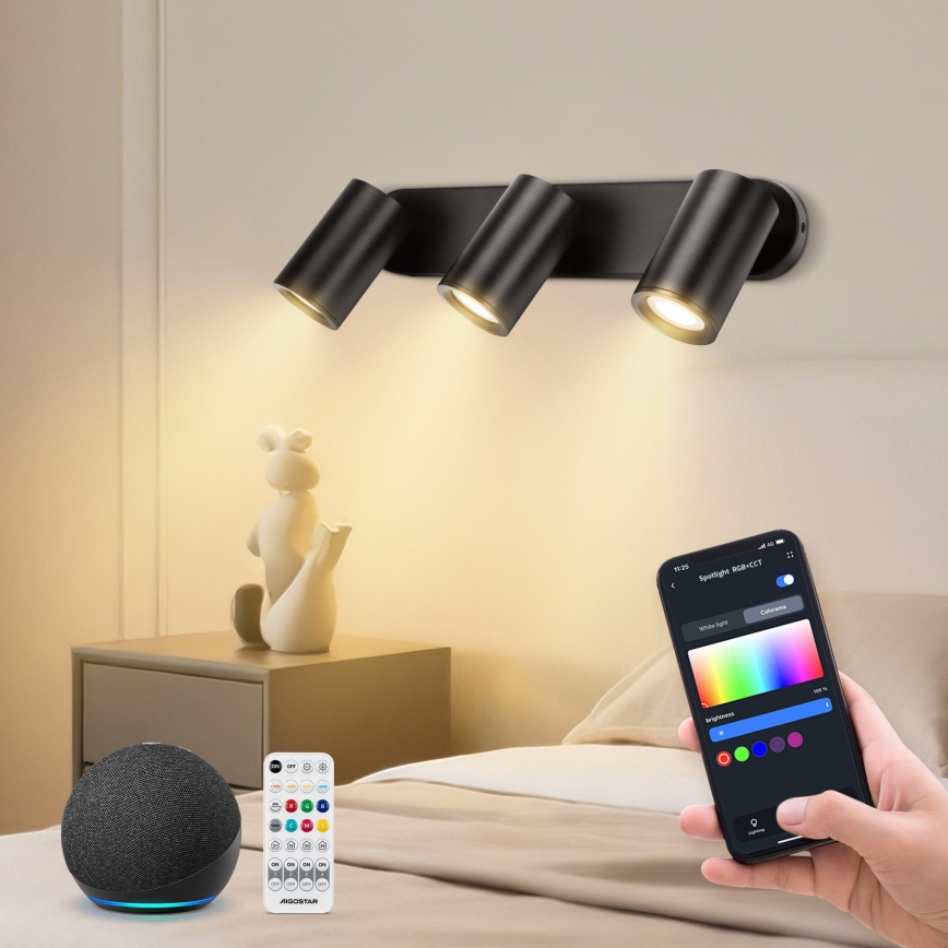 Aigostar - LED RGBW MESH spotlampa 3xLED/4,9W/230V 2700-6500K vit med dimmer + fjärrkontroll