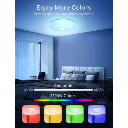 Aigostar - LED RGBW dimbar taklampa 18W/230V Ø 34 cm Wi-Fi